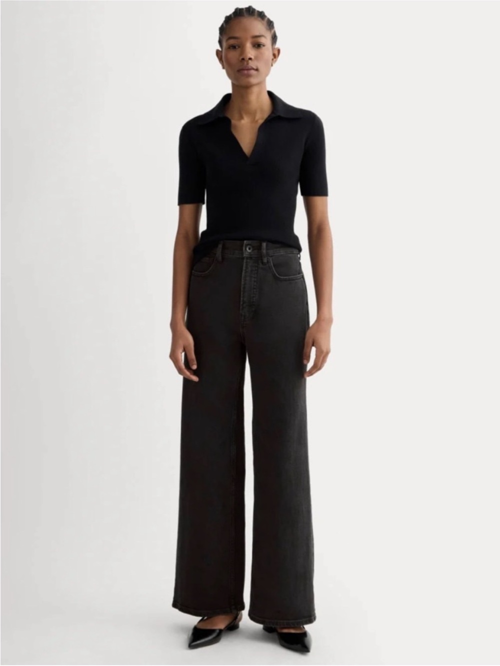 Everlane The Way High Sailor Jeans in Washed Black